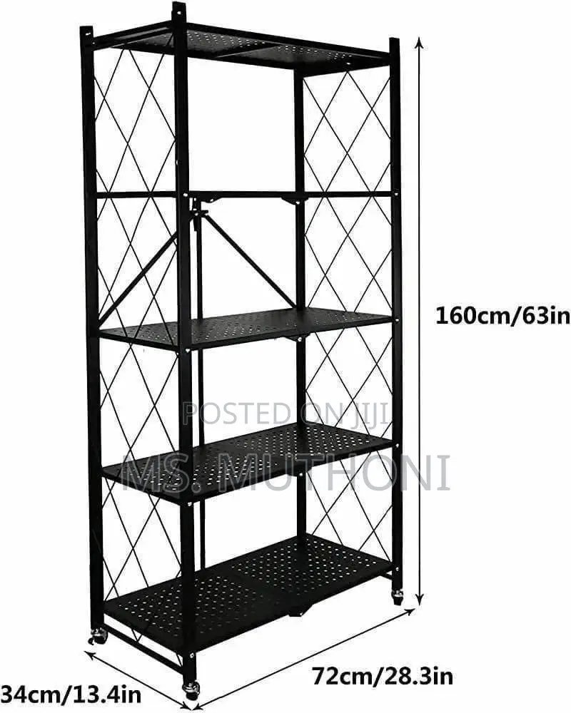 Sturdy 5-Tier Folding Shelf With Wheels