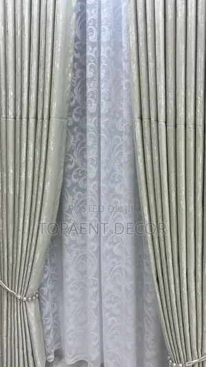 Cream Window Curtains and White Sheers