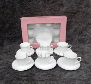 White 12 Pieces Tea Cup Saucer Set