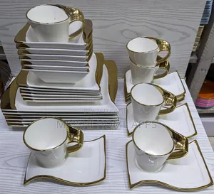 30pcs Wavy Ceramic White Dinner Set