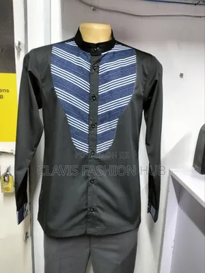 Black African Shirt With Ankara Details