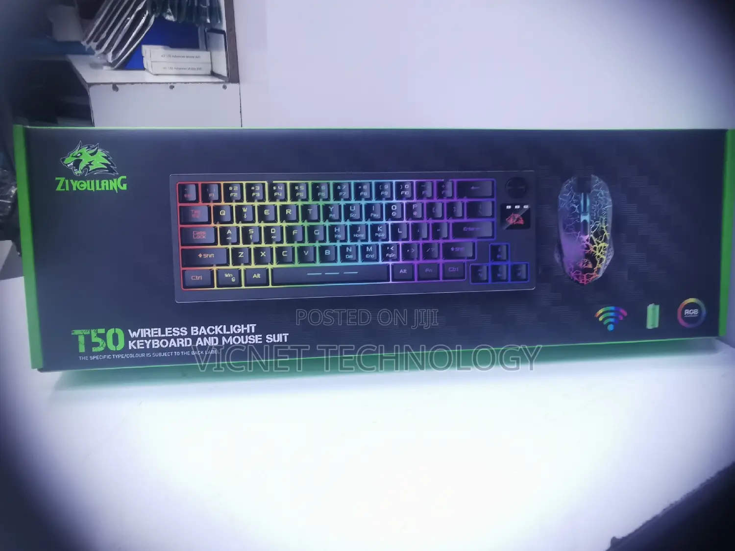 T50 Rechargeable Wireless Keyboard and Mouse With RGB Light