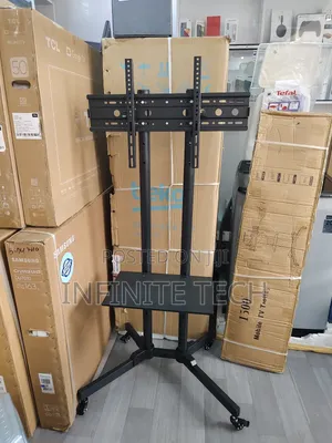 Height Adjustable Mobile Tv Cart With Wheels For 65"