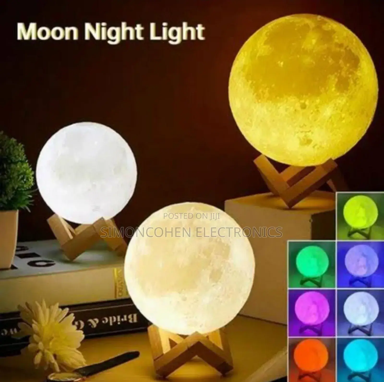 7 Color Moonlight Lamp on a Bamboo Base