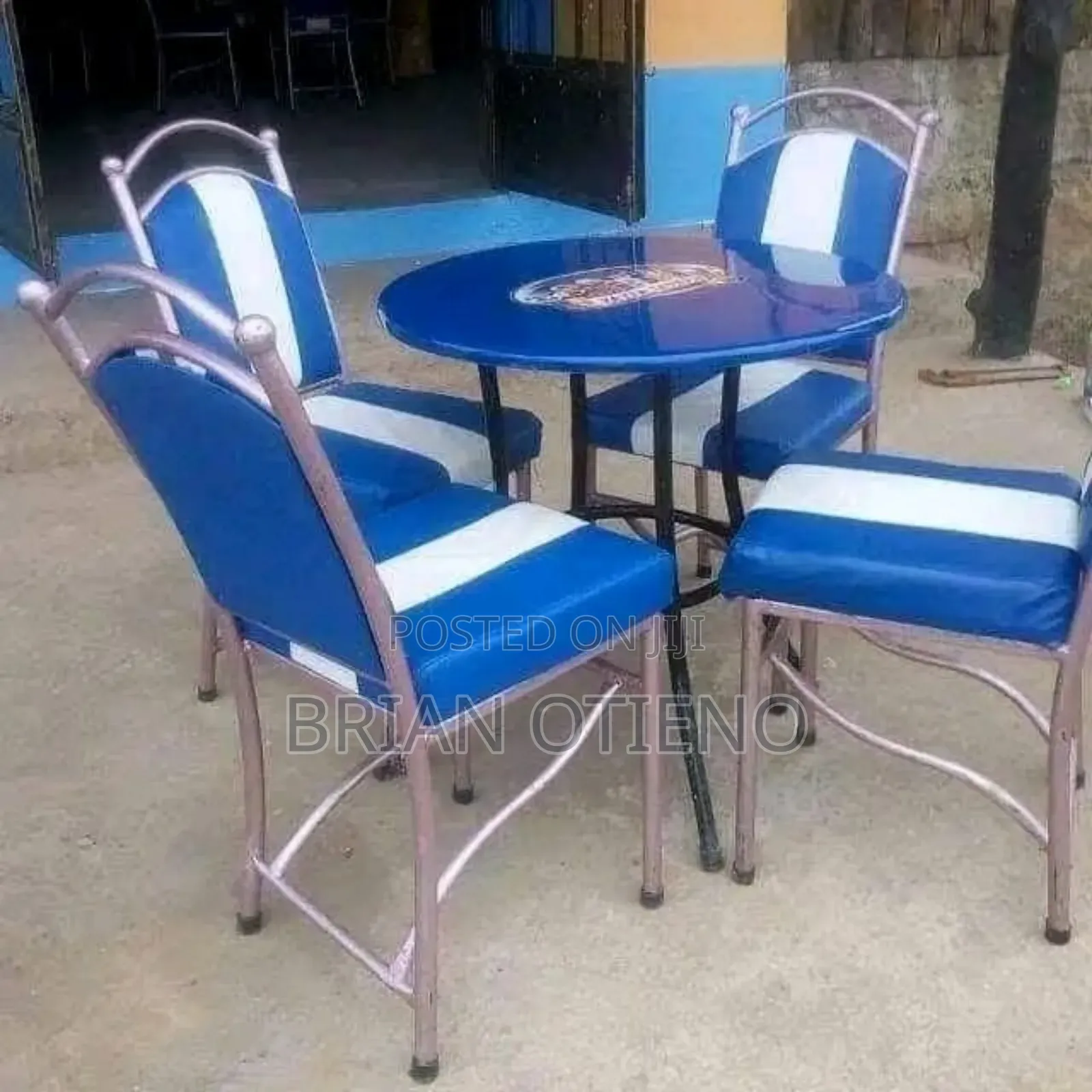 Striped Blue/ White Restaurant Chairs