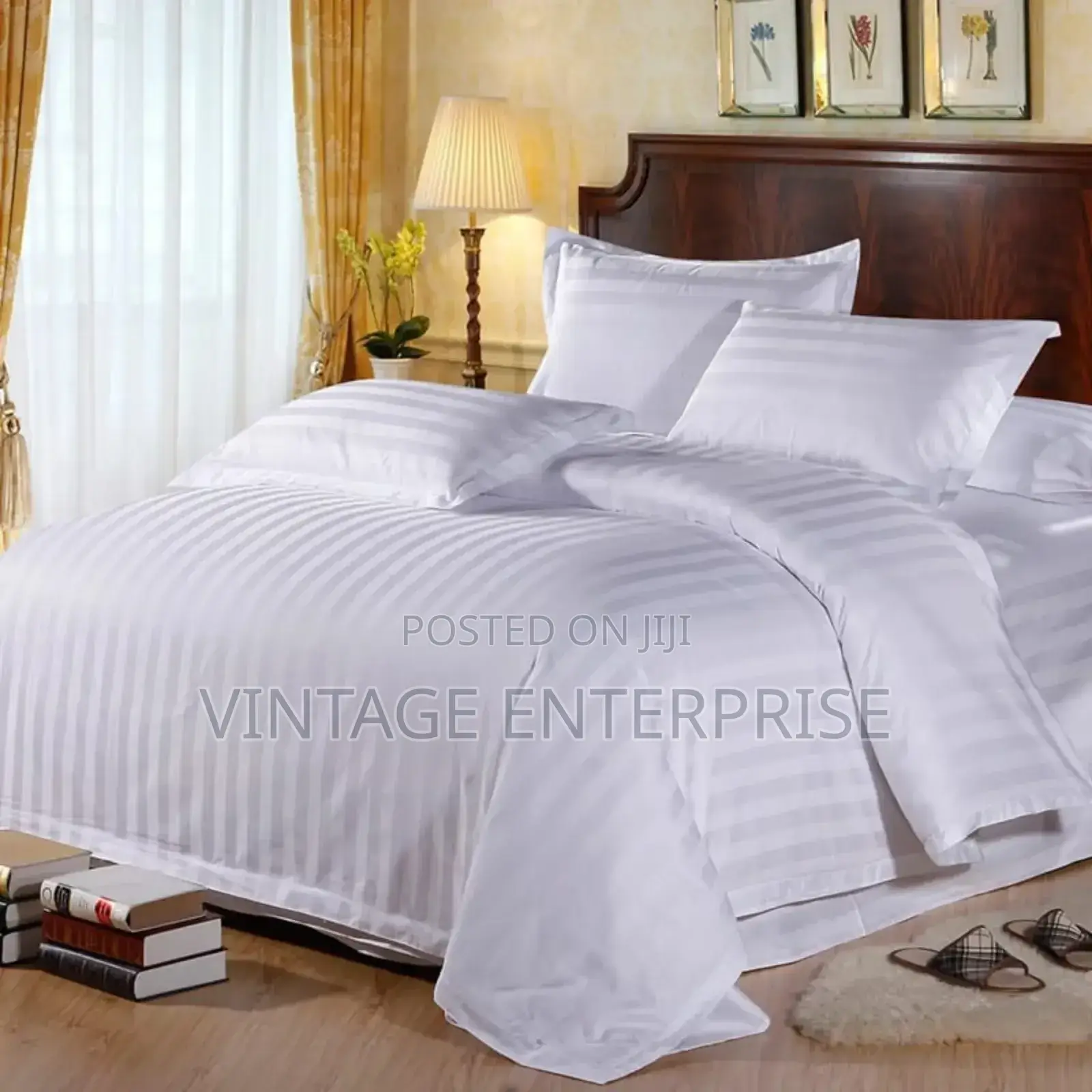 Pure White Stripped Duvet Covers