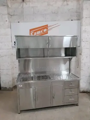 Stainless Steel Cabinet With Double Bowl Sinks, Doors and Drawers