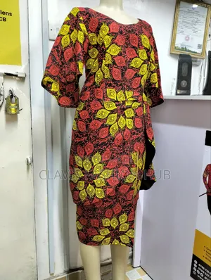 Red Yellow Kitenge Dress Ready Made Medium Size