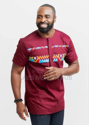 Short Sleeve Ankara Shirt for Men