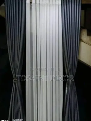 Dark Grey Ring Window Curtains and White Sheers