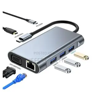 10-in-1 USB C Hub With Hdmi, Vga, 1gbps Ethernet, 100W Pd