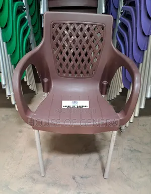 Brown Plastic Chair With Metal Legs