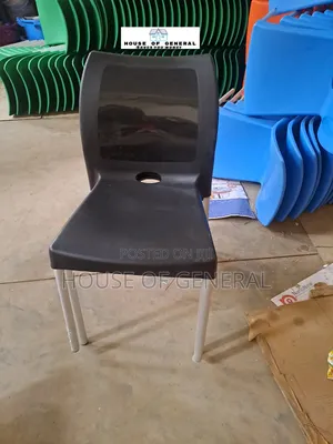 Black Strong Plastic Chair With Metal Legs