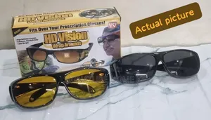 2pcs Dark Coloured Anti Glare Night Vision Driver Goggles