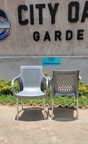 Back and Front Plastic Chairs With Metal Tubing Legs(Gray )