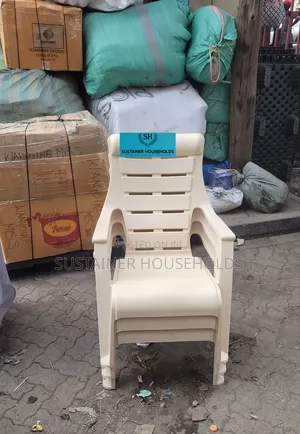 Cream Plastic Chairs With a High Back