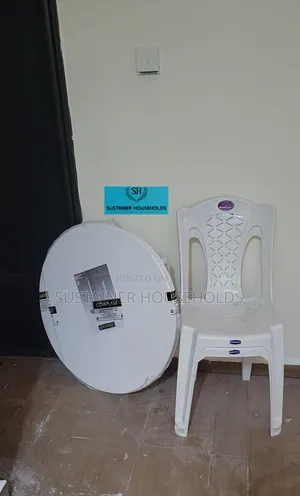 White Plastic Chairs and Table Available