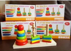 Three Column Rainbow Tower With Shapes