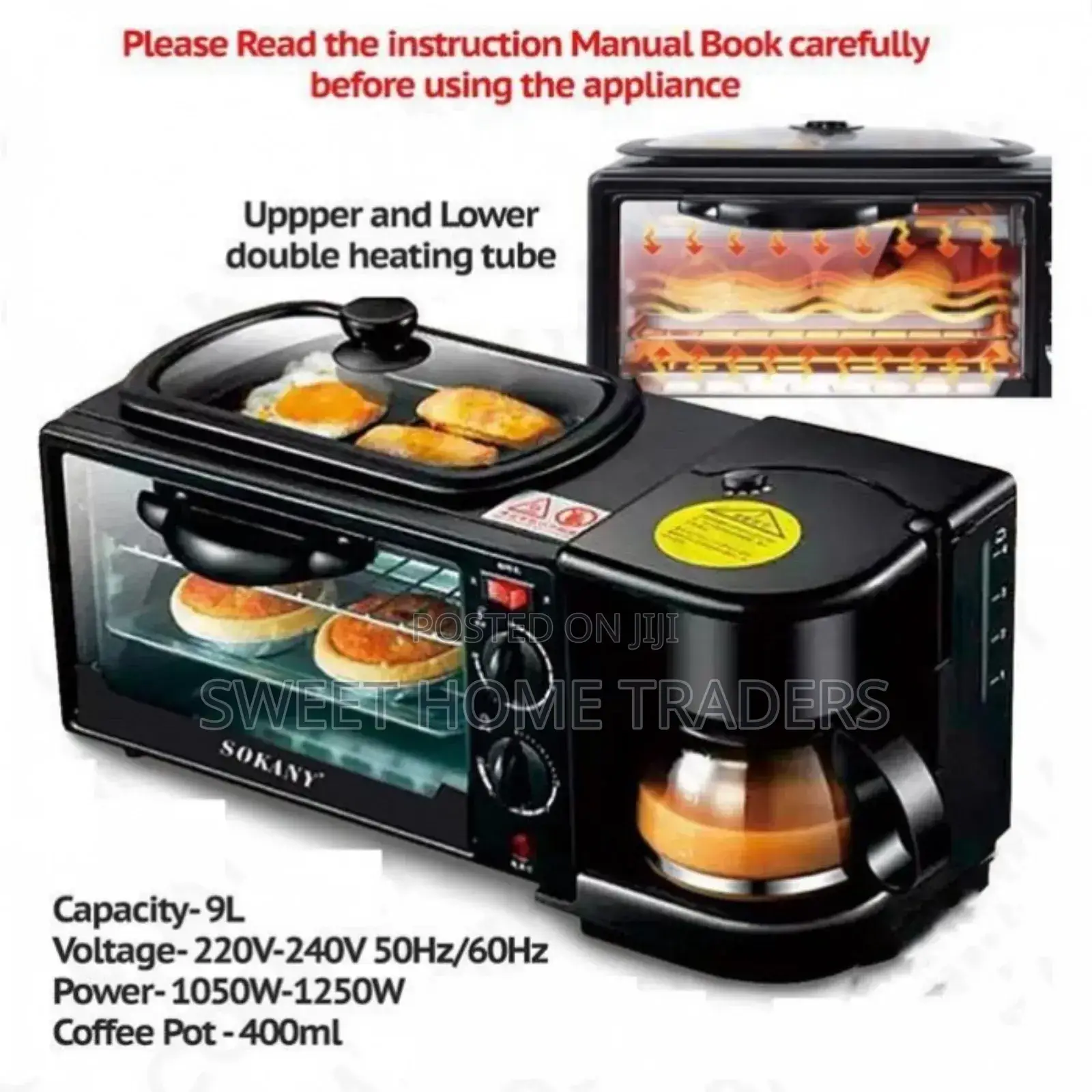 *3in1 Sokany Breakfast Maker Black