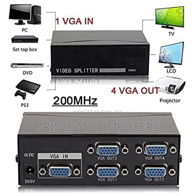4 Port VGA Splitter, VGA Splitter 1 Input 4 Output