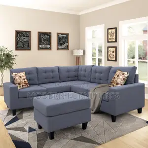 Symmetrical Sectional Sofa With Ottoman