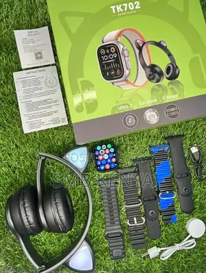 TK702 Smart Watch and Headphones Combo With 5 Straps