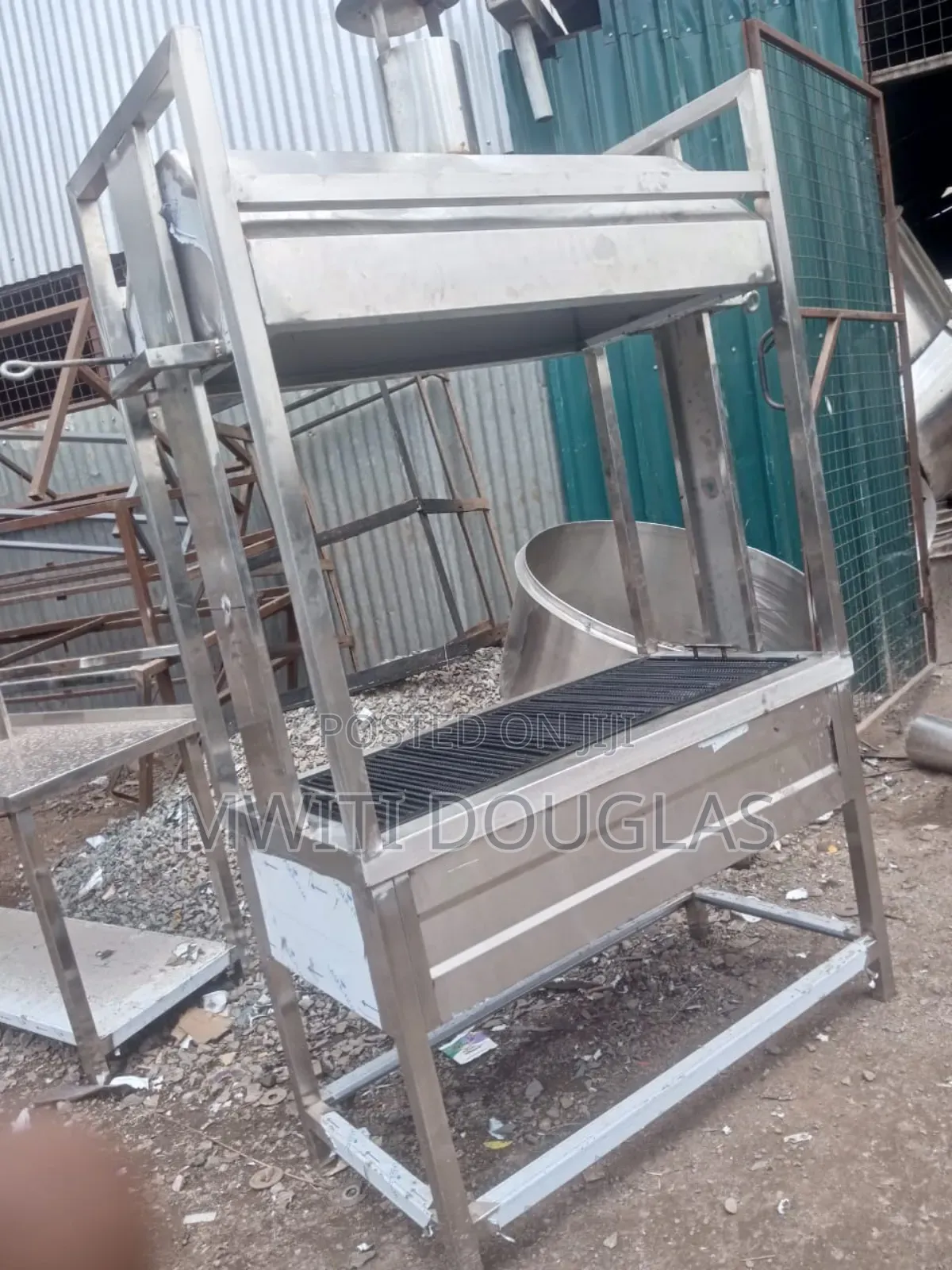 Stainless Grill With an Extended Hood