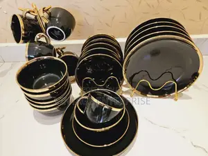 24pcs Black Gold Ceramic Dinner Set