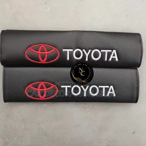 2pcs Toyota Branded Black Leather Safety Belt Pad Covers