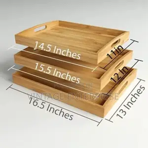 Wooden Bamboo Tray 3pcs