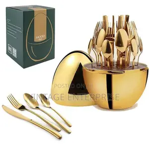 36 Executive Egg -Shaped Cutlery Gold Set,*Gold in Colour*