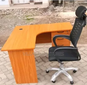 Headrest Chair and L Shaped Studying Desk