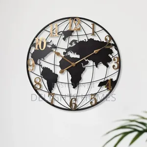 Large World Map Wall Clock _Lux