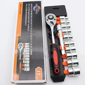 12 Pcs, 1/2" Drive, Socket Wrench Set, 8-24mm