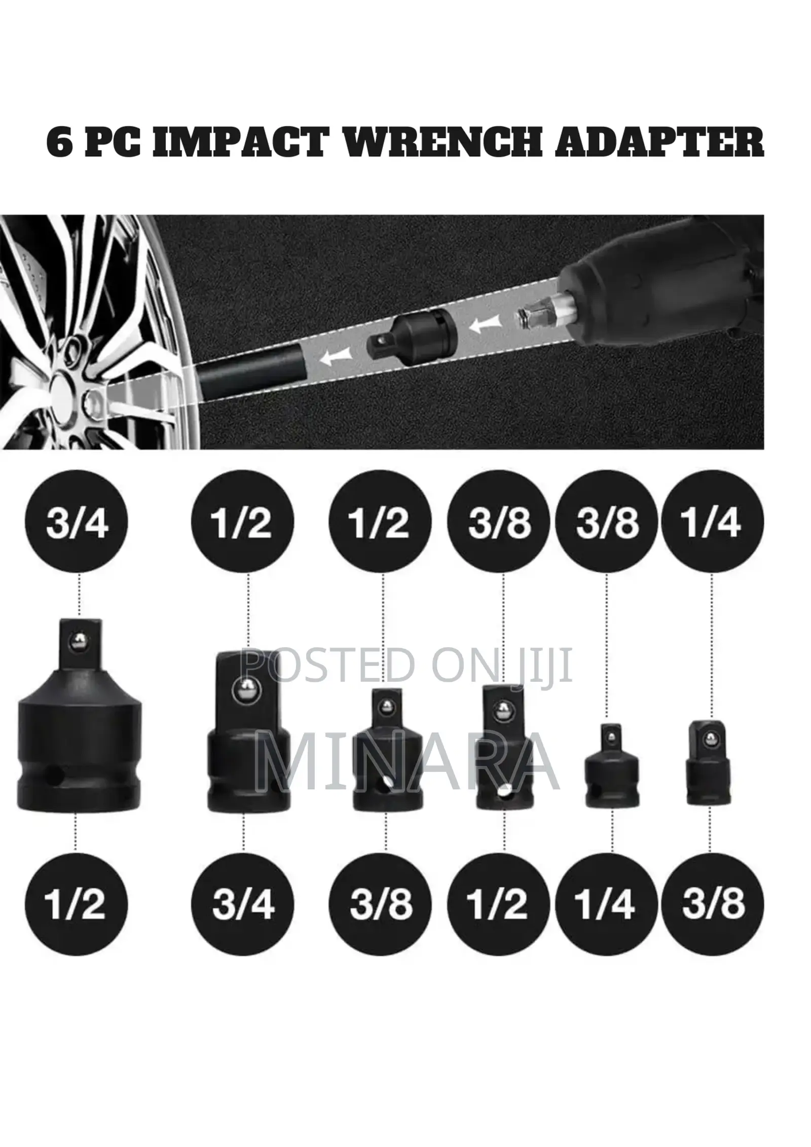 6 PCS Impact Socket Adapter / Reducer Kit