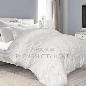 White Stripped Duvet Covers Set