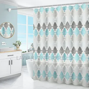 Blue and Grey PVC Shower Curtains