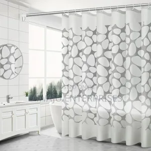 White Patterned PVC Shower Curtain