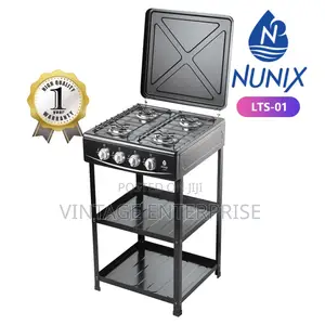 Nunix 4 Gas Burner and Top Cooker With Shelf