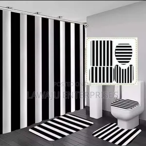 4pc Black and White 3D Shower Curtains