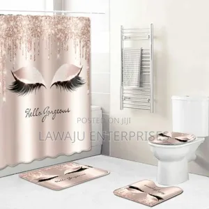 4pc Blush Pink 3D Shower Curtains