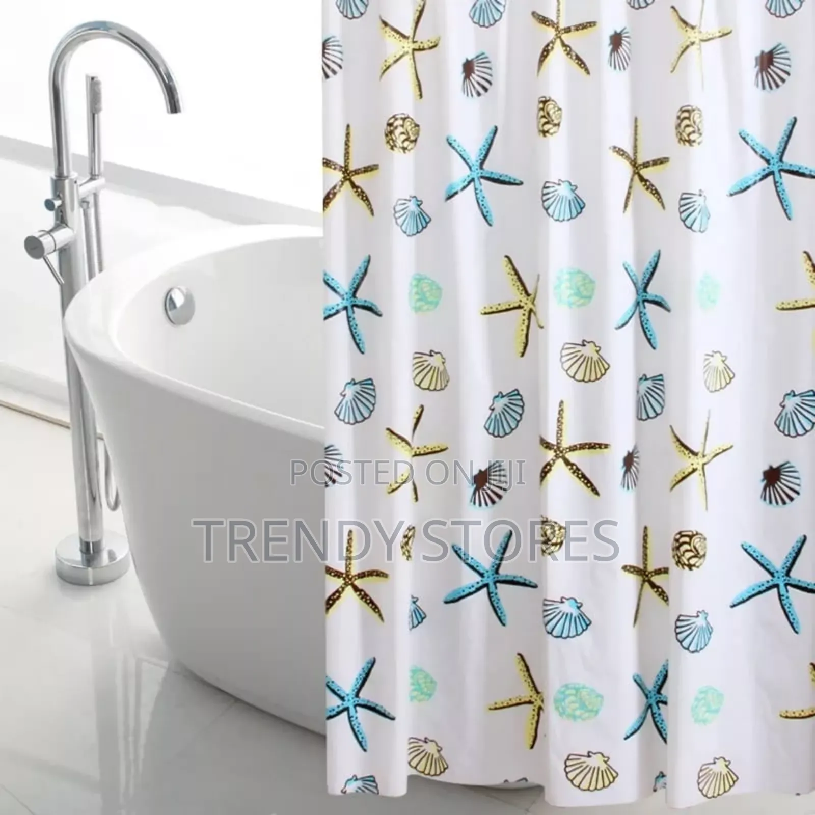 Star Fish Pattern PVC Shower Curtain