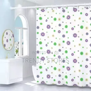 Purple and Green Flowers PVC Shower Curtains
