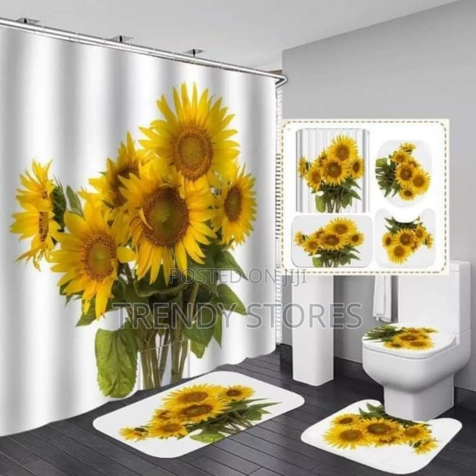 4 PC 3D Sunflower Shower Curtains