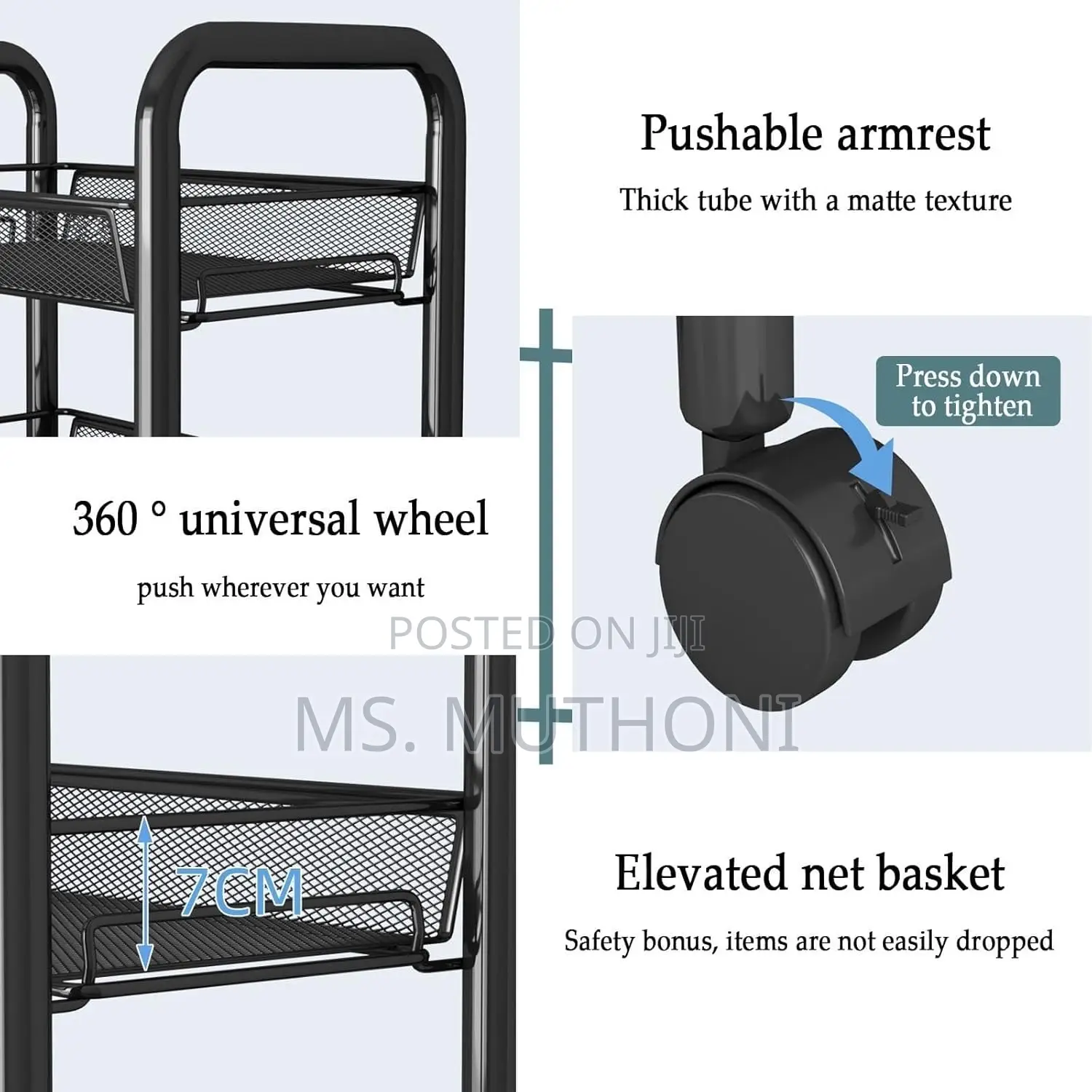 4 Layer Multifunctional Mesh Design Storage Trolley
