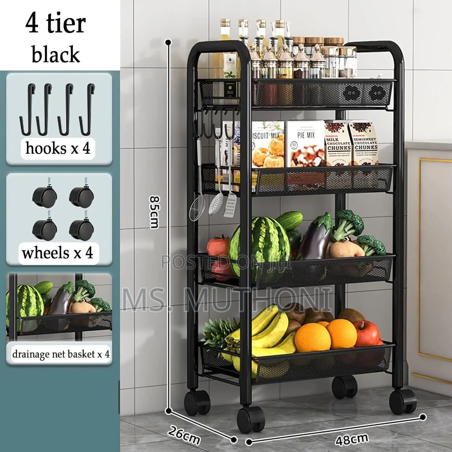 4 Layer Multifunctional Mesh Design Storage Trolley