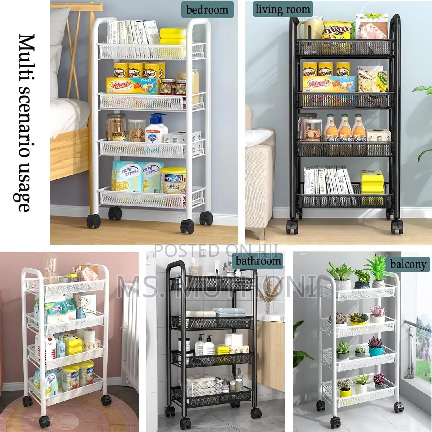 4 Layer Multifunctional Mesh Design Storage Trolley
