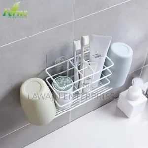 White Double Stainless Steel Toothbrush Holder