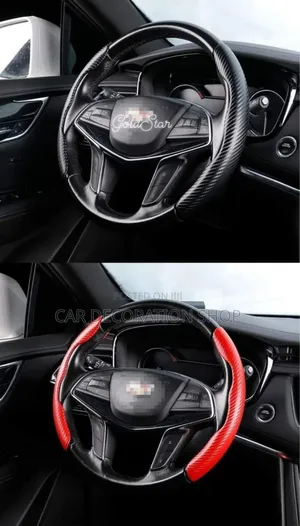 2pc Carbon Finish in Red/Black Antiskid Steering Cover