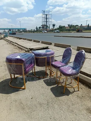 Manicure Seats, 4 Pieces, Purple and Gold 
